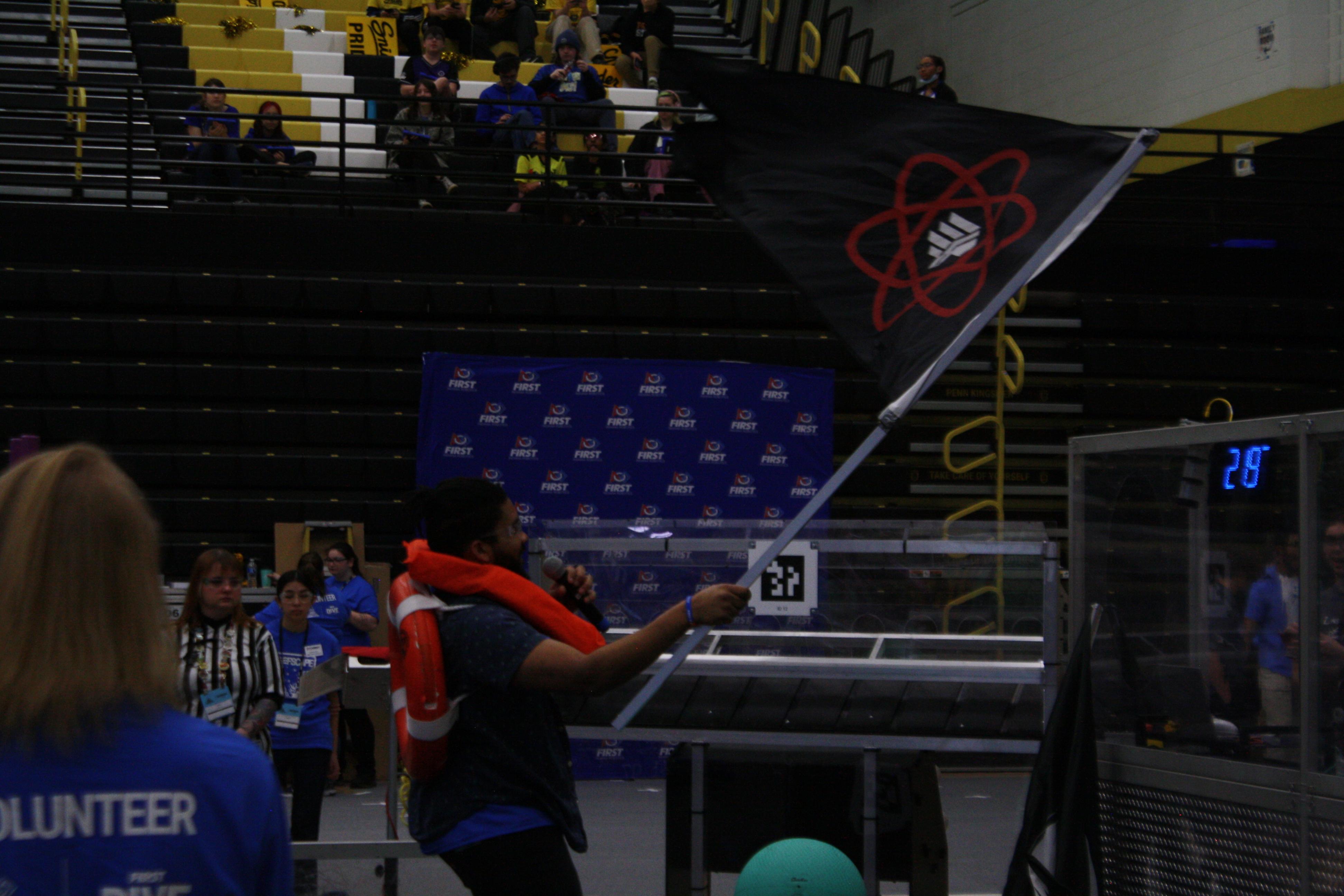 Team flag being waved