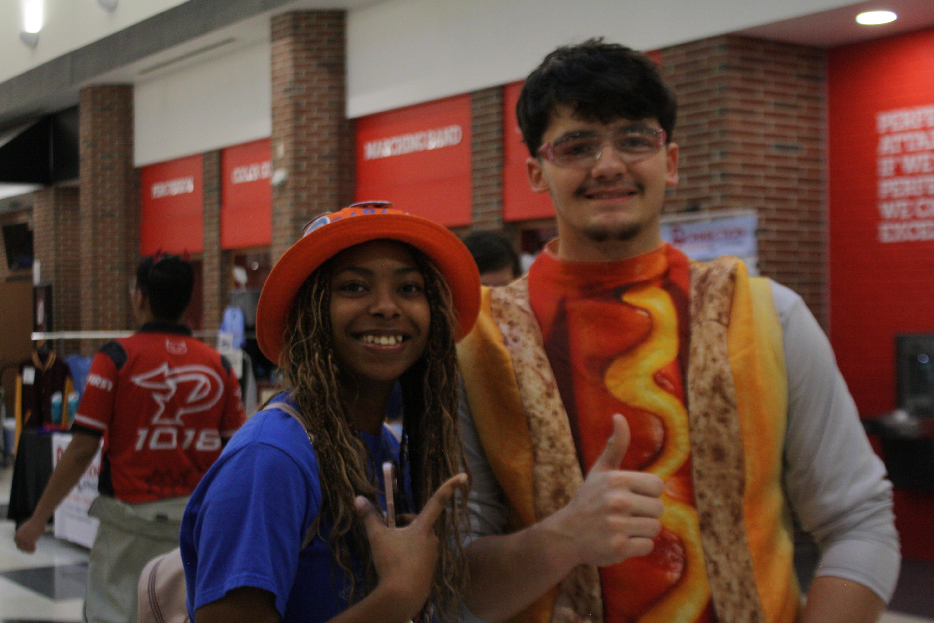 Our mascot(?) posing with someone from another team